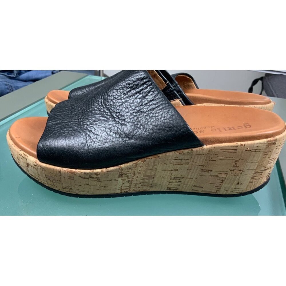 Gentle Souls womens shoes casual backless toeless black grained leather - Picture 3 of 5